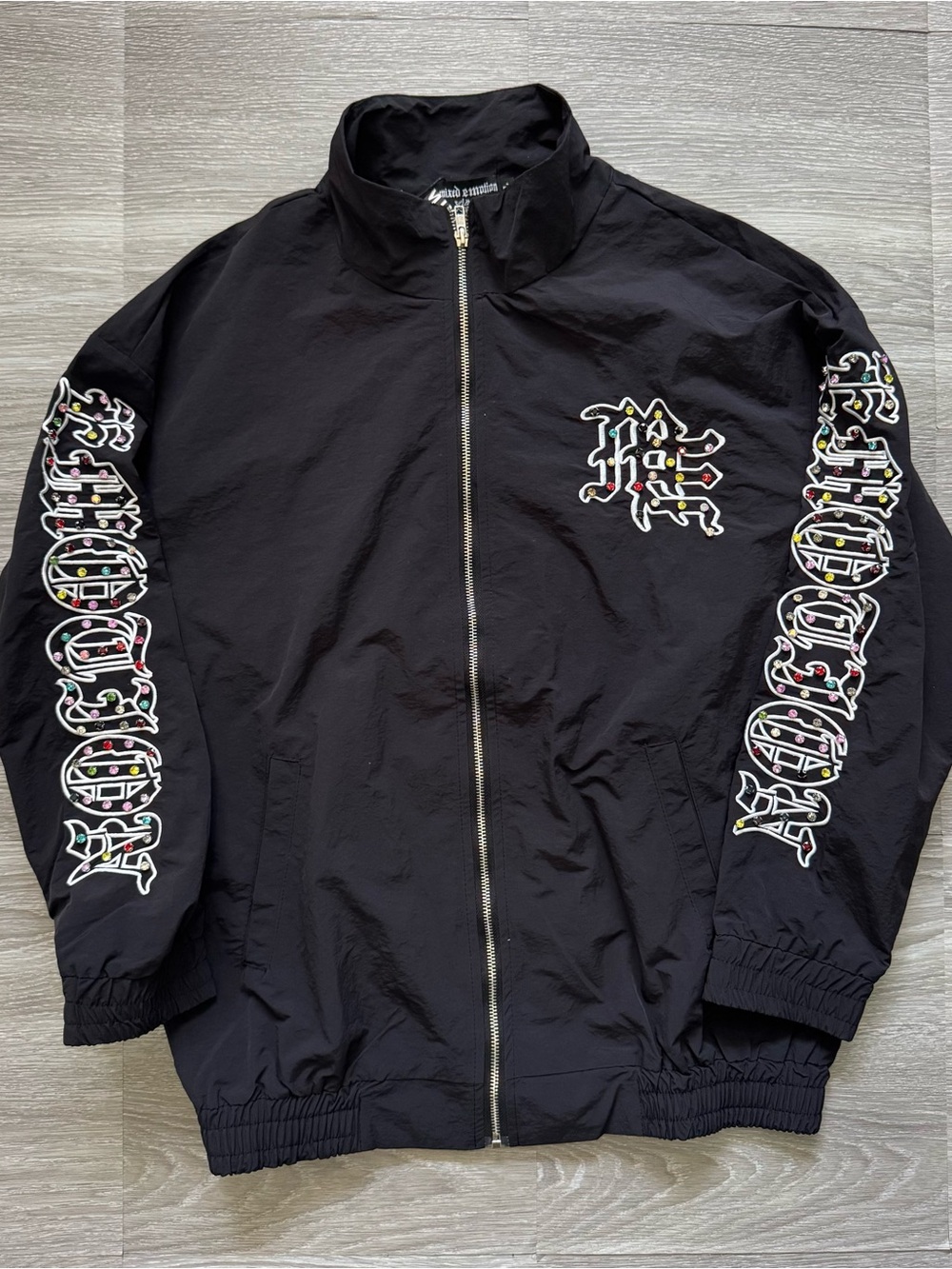 Mixed Emotions Black Zip Up Jacket Logo Windbreaker Men's Size Large